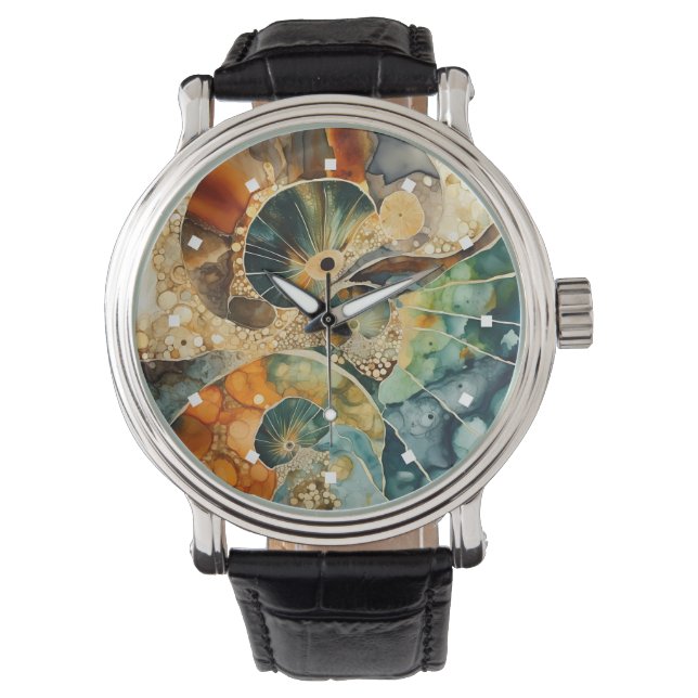 Ammonite Gem Fossil Watch Armbanduhr (Vorderseite)