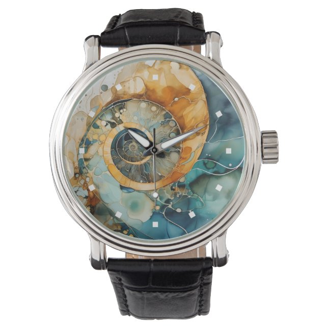 Ammonite Gem Fossil Watch Armbanduhr (Vorderseite)