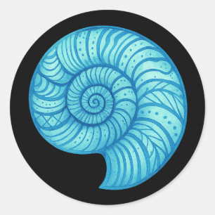 Ammoniten-Fossil – Neon-Spiral-Verzerrung Runder Aufkleber