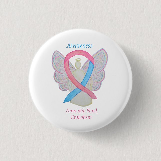 Amniotisches Fluid Embolism Awareness Angel Ribbon Button (Vorderseite)