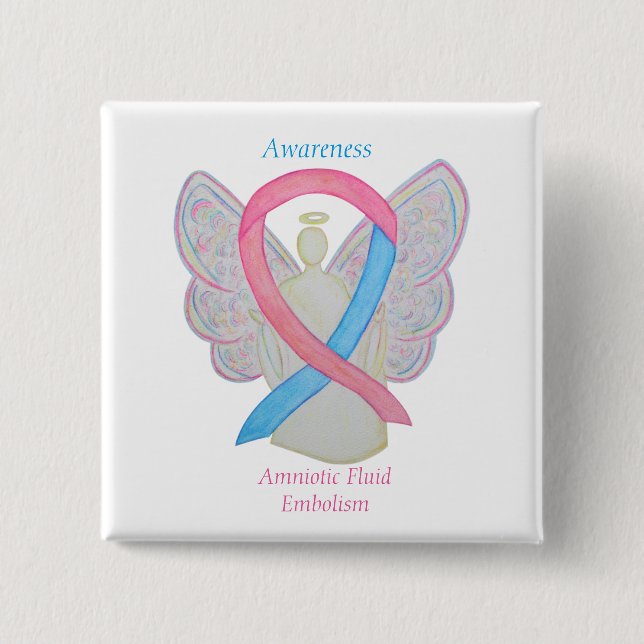 Amniotisches Fluid Embolism Awareness Angel Ribbon Button (Vorderseite)