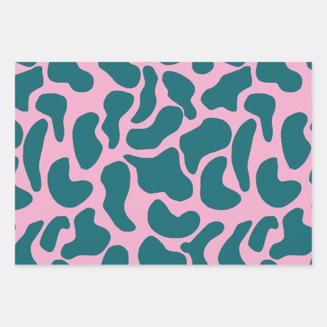 Amoeba Moderne Bio Formen Circle Blue Turquoise Geschenkpapier Set (Vorderseite)