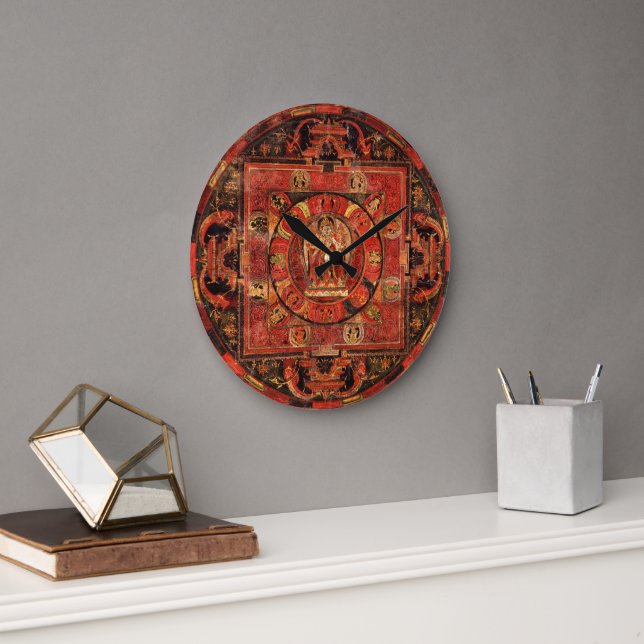 Amogapasha Mandala Wall Clock Große Wanduhr (Büro)