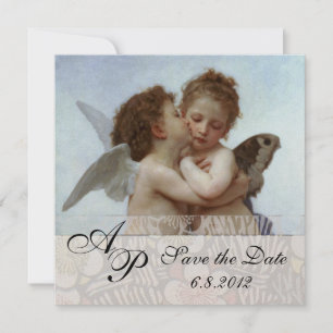 Amor and Psyche as Children Wedding Party Monogram Einladung