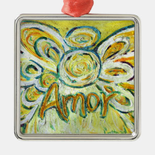Amor Angel Word (Spanische "Liebe") Silbernes Ornament