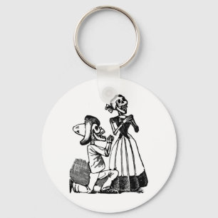 Amor Calavera, Skeleton Liebhaber C. 1900s Schlüsselanhänger