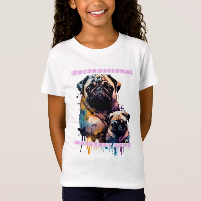 Amor de madre Mops - Mütterliche Amor bedingt T-Shirt (Vorderseite)