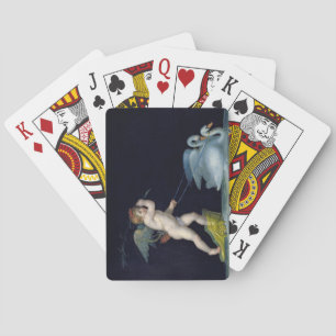 Amor, der durch ein Paar Schwäne (Öl, geführt wird Spielkarten