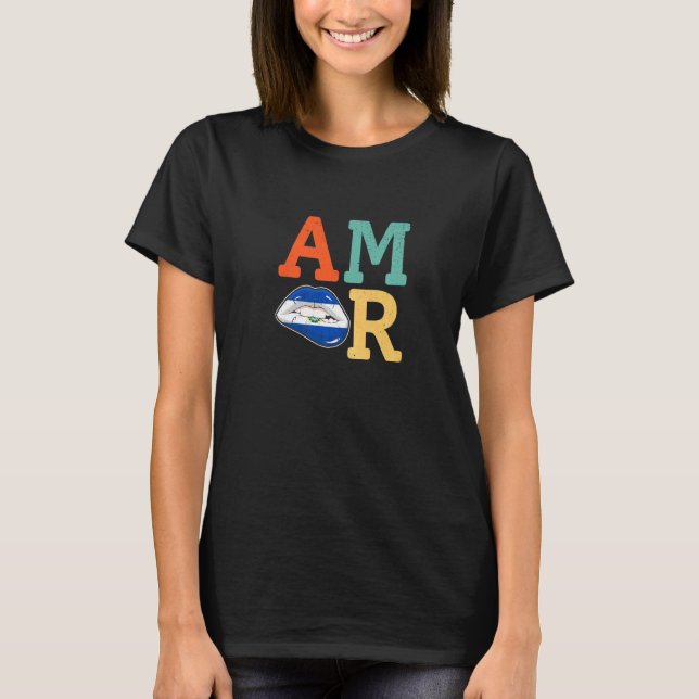 Amor El Salvador flag lips T-Shirt (Vorderseite)