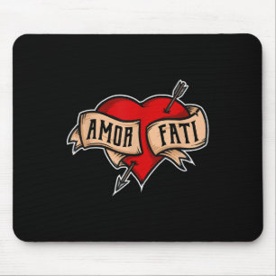 Amor Fati - Clic Nietzsche Tattoo Heart Design Mousepad
