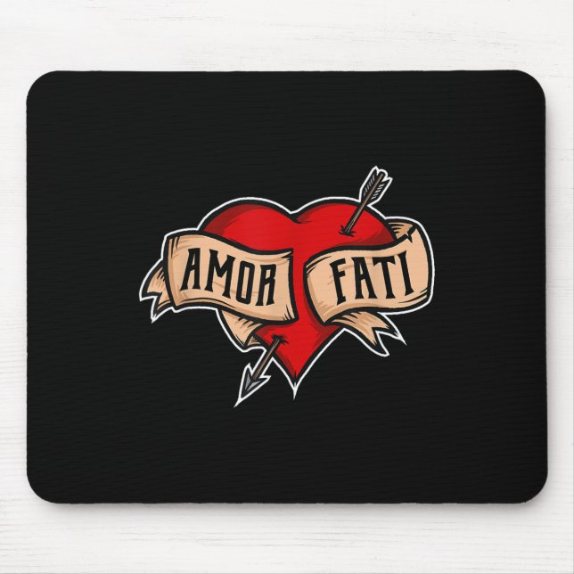 Amor Fati - Clic Nietzsche Tattoo Heart Design Mousepad (Vorne)