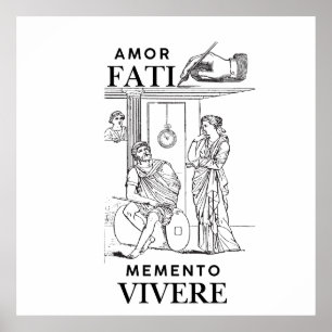Amor Fati Philosophie Linienkunst Poster