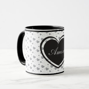 Amor Grey glänzende Herzen niedlich romantische Mu Tasse