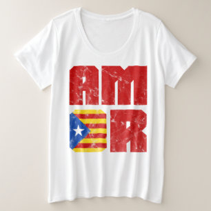 Amor katalanische Liebe, Katalonien Estelada Flag Große Größe T-Shirt