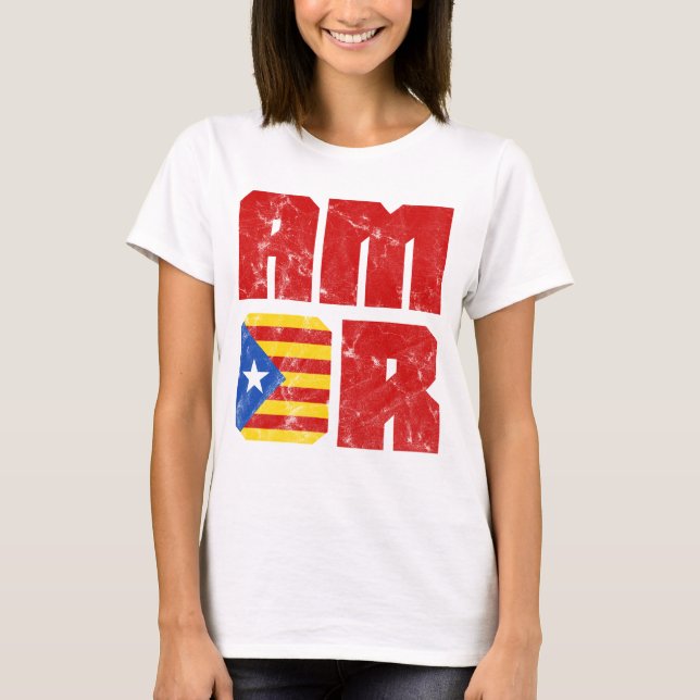 Amor katalanische Liebe, Katalonien Estelada Flag T-Shirt (Vorderseite)