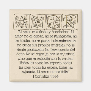 Amor… Liebe ist… Scripture Magnet~Spanish~Gold Magnet
