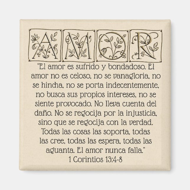 Amor...Liebe ist...Scripture Magnet~Spanish~Gold Magnet (Vorne)