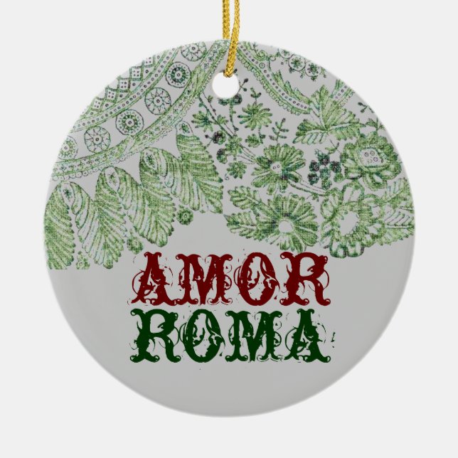 Amor Rom mit grüner Spitze Keramik Ornament (Vorne)