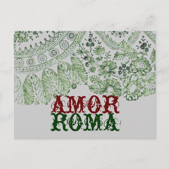 Amor Roma mit grüner Spitze Postkarte (Vorderseite)