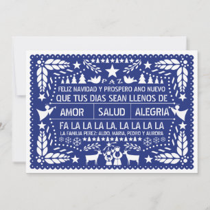 Amor, salud, alegría papel picado Blau Weihnachten