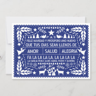 Amor, salud, alegría papel picado Blau Weihnachten