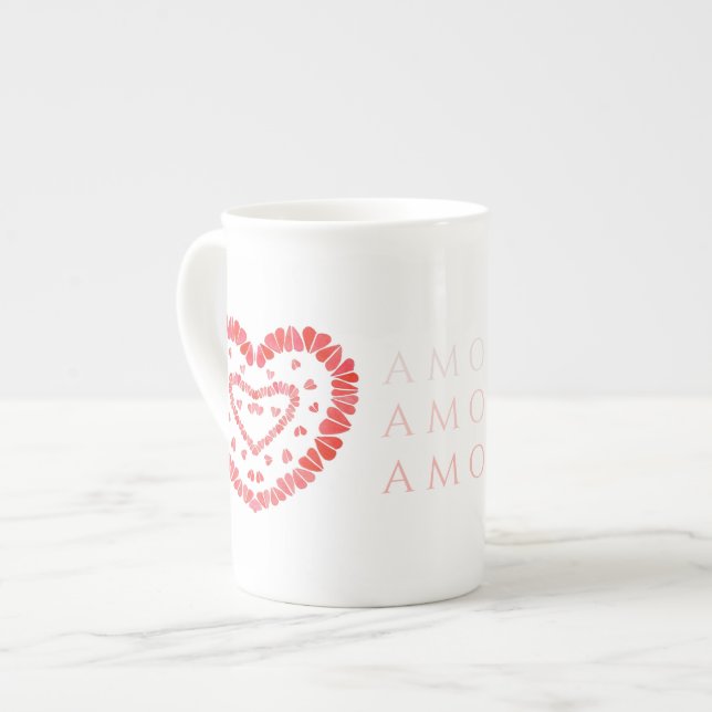 AMOR-SPANISCHE LIEBE Knochen-China Tasse (Vorderseite Links)