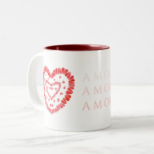 AMOR-SPANISH LIEBE Maroon Zwei-Tonen-Tasse Zweifarbige Tasse