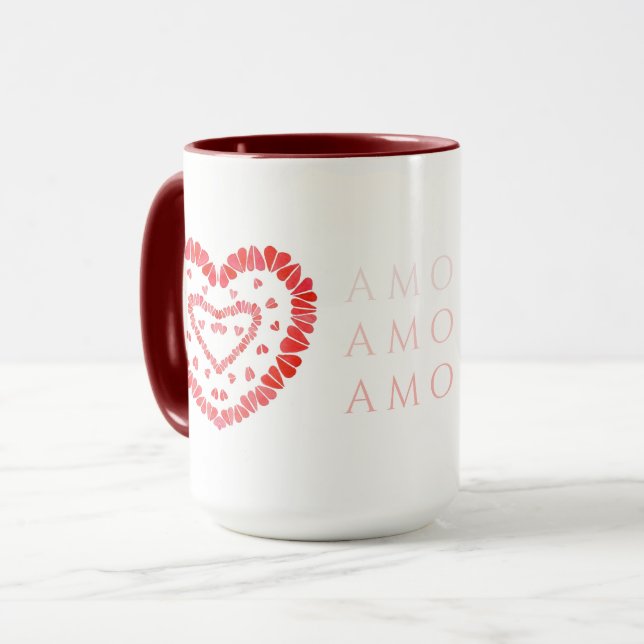 AMOR-SPANISH LIEBE Tall Maroon Combo Tasse (Vorderseite Links)