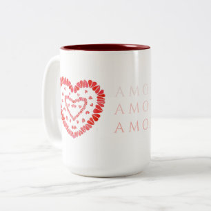 AMOR-SPANISH LIEBE Tall Maroon Zwei-Tone-Tasse Zweifarbige Tasse