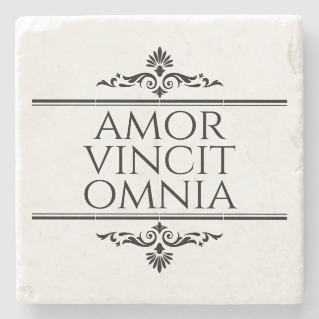 Amor Vincit Omnia Liebe erobert alle lateinischen  Steinuntersetzer (Vorderseite)