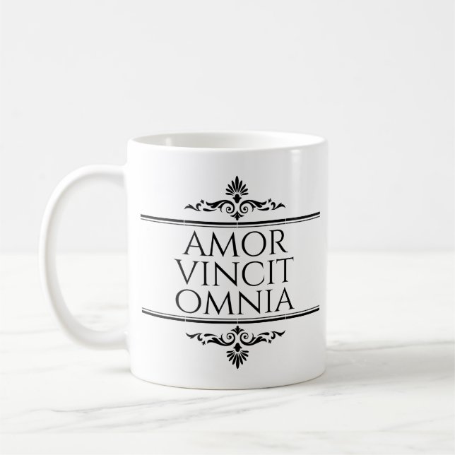 Amor Vincit Omnia Love Conquers All Latin Phrases Kaffeetasse (Links)