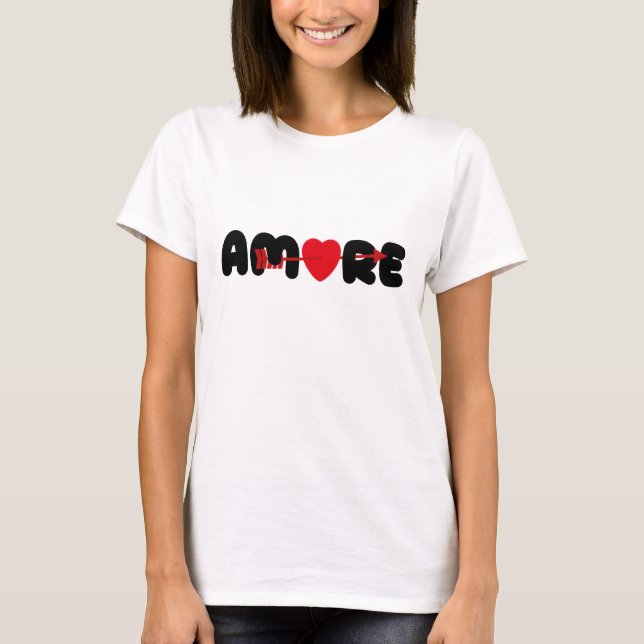 Amore Herz Pfeil Liebe Valentinstag T-Shirt (Vorderseite)