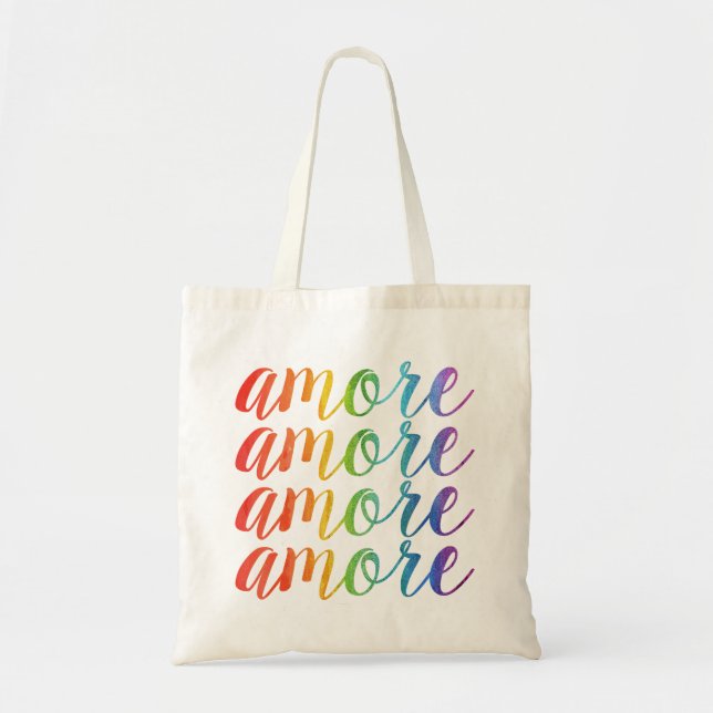 Amore in Regenbögen Tragetasche (Vorne)