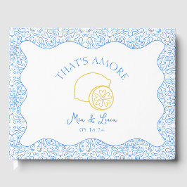 Amore Italy Lemons Blue Tiles Personalisiert Weddi Gästebuch