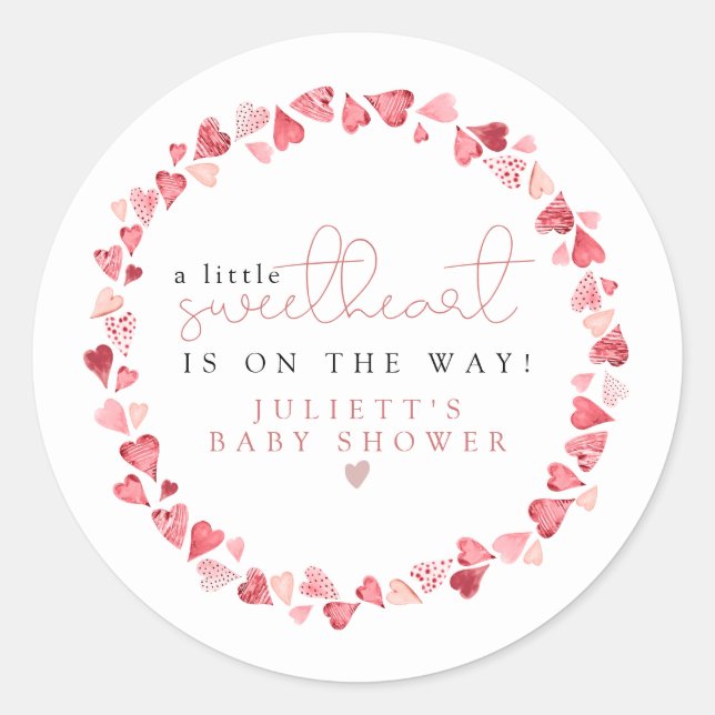AMORE Kleine Sweetheart Valentine Day Baby Dusche Runder Aufkleber (Vorderseite)