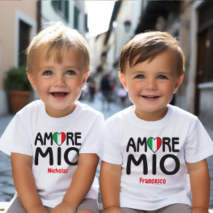 AMORE MIO Italienische Flagge Herz weiß Baby T-shirt