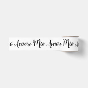 Amore Mio schwarze Schrift auf Weiß Ripsband