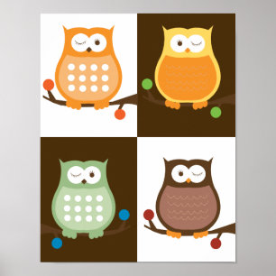 Amore Owls Pop Art Print 11 x 14 Poster