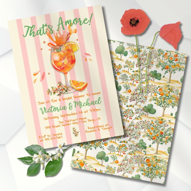 Amore Spritz Orange Brautparty Toile Einladung (Von Creator hochgeladen)