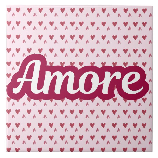 Amore Typography Design – Valentine’s Day Gift Fliese (Vorderseite)