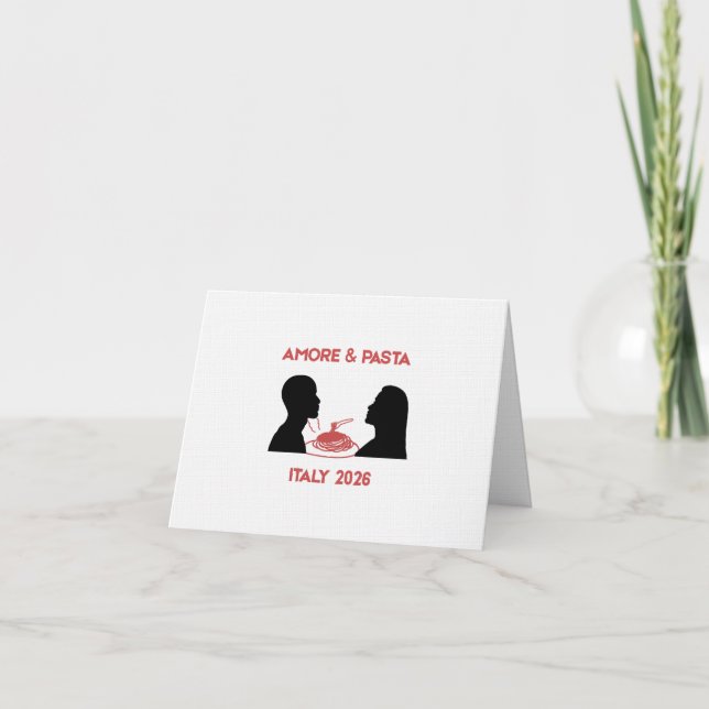 Amore und Pasta Retro Chic  Dankeskarte (Vorderseite)