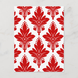 AMOROSO DAMASK: ROT UND WEISS POSTKARTE