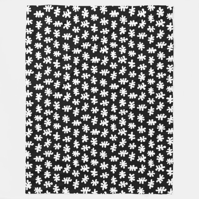 Amorphische Formen 120322 - Weiß auf Schwarz Fleecedecke (Vorderseite)