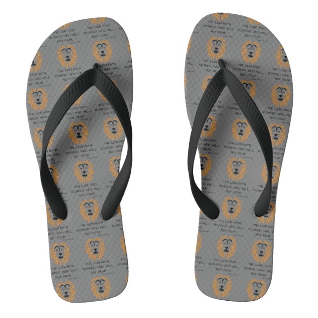 Amos 3:8 KJV Bible Scripture Verse Gray All-Over Flip Flops (Fußbett)