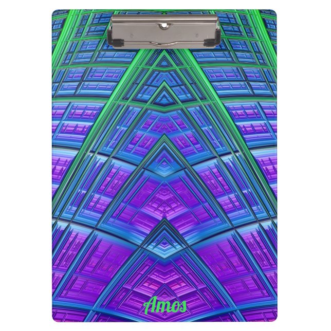 AMOS ~ 3D! ~ Grün Lila und Blau Original ~ Klemmbrett (Vorderseite)