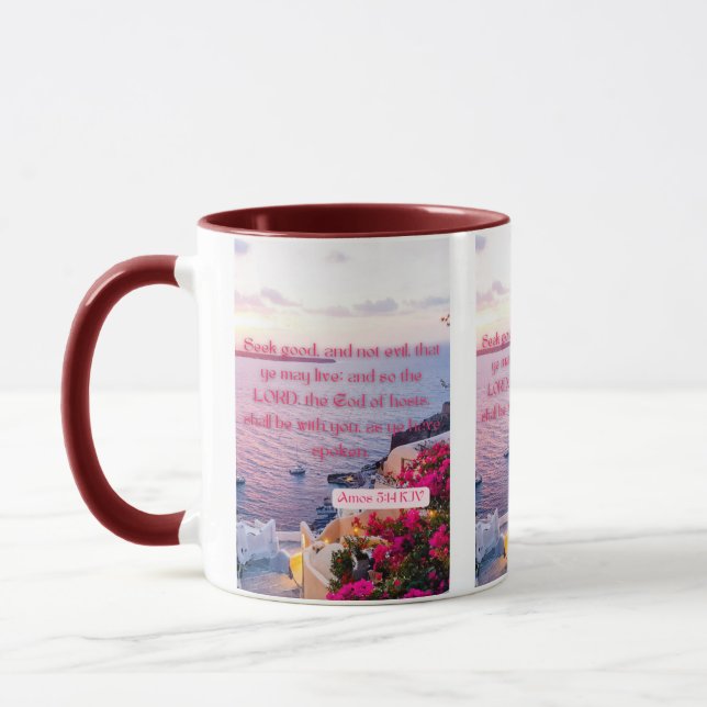Amos 5:14 KJV Bible Verse Pic Zwei-Tone-Tasse Tasse (Links)