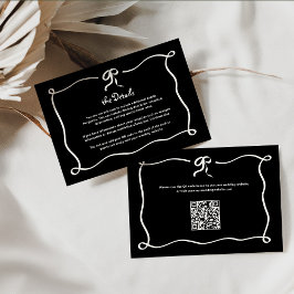 Amour | Black French Bow Wedding Details QR Code Begleitkarte