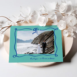 Amour | Blaue und Aquamarine Hochzeit von Bow und Dankeskarte