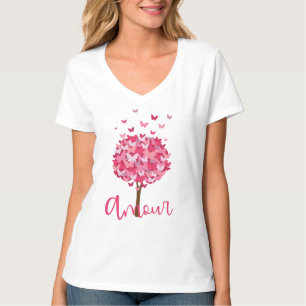 Amour Butterfly Tree - Romantische französische Li T-Shirt