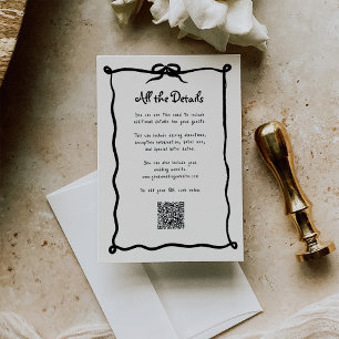Amour French Bow   Wedding Guest Details QR Code Begleitkarte